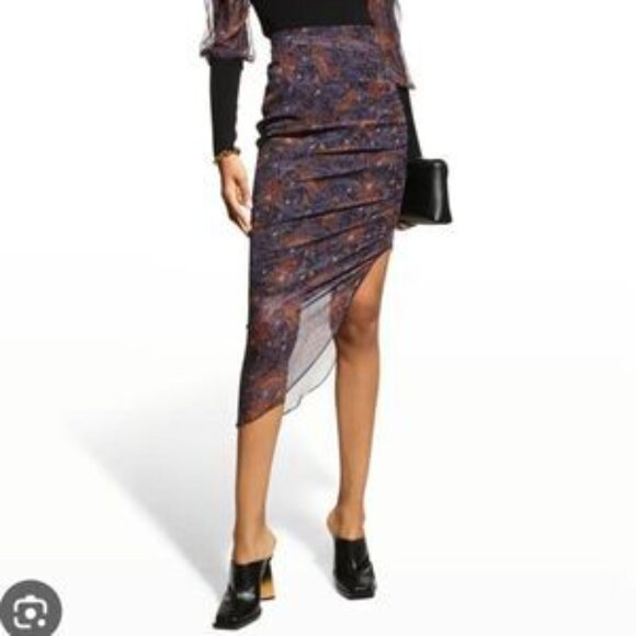 Veronica Beard Herst Asymmetric Skirt 100% Silk Paisley Ruched Side Size 6 - Picture 1 of 9
